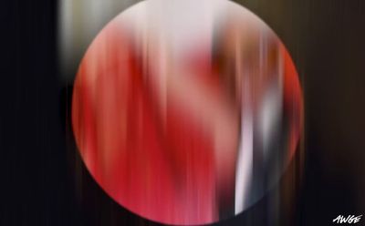 a blurry picture of a red and white circle