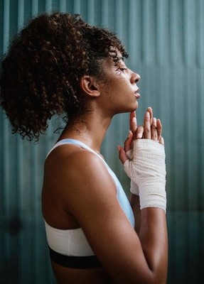 a woman with a cast on her arm