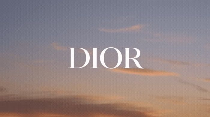 the word dior against a sunset sky