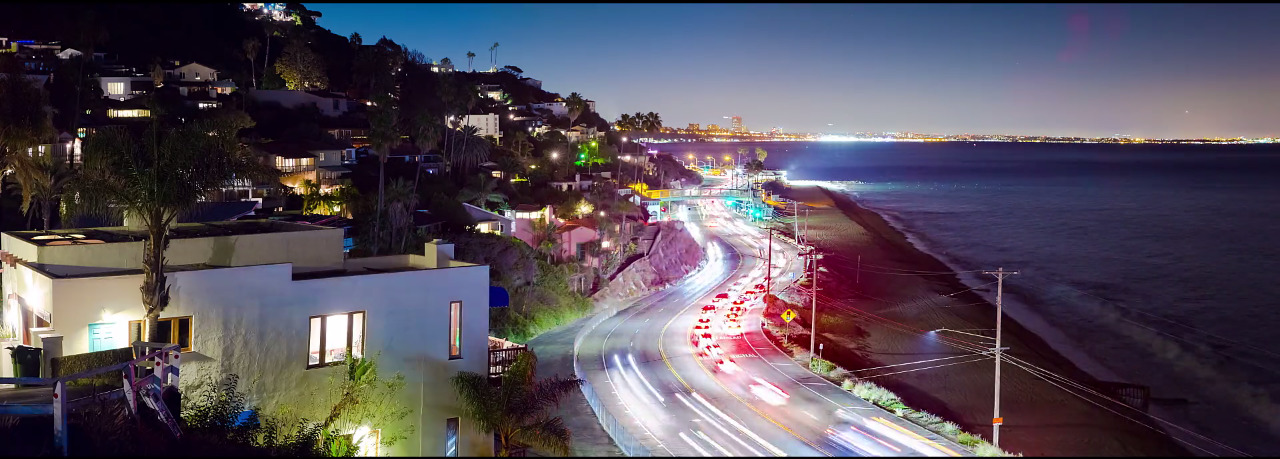 a long exposure shot of a city at night