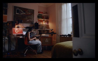 a person sitting in a chair in a room