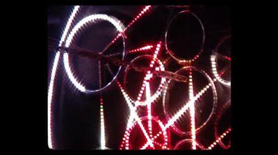 a close up of a string of lights