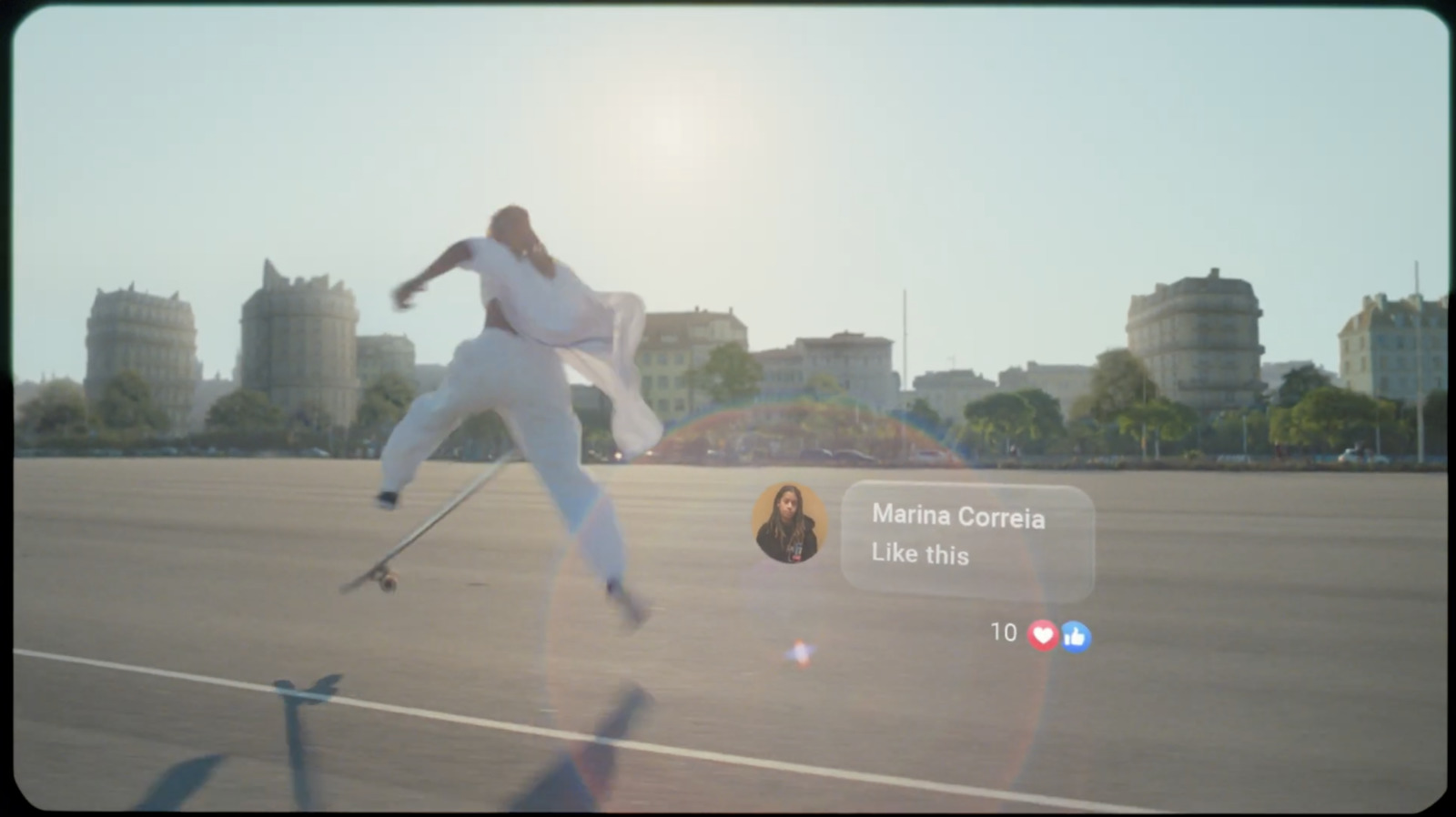 a man in white is skateboarding down a street