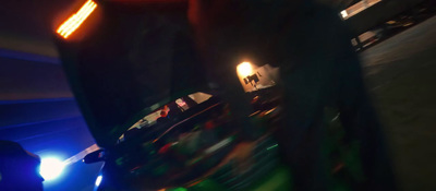 a blurry image of a car at night