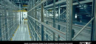 a large warehouse filled with lots of metal shelves