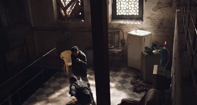 a person laying on the floor in a room