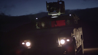 two lights on the back of a military vehicle