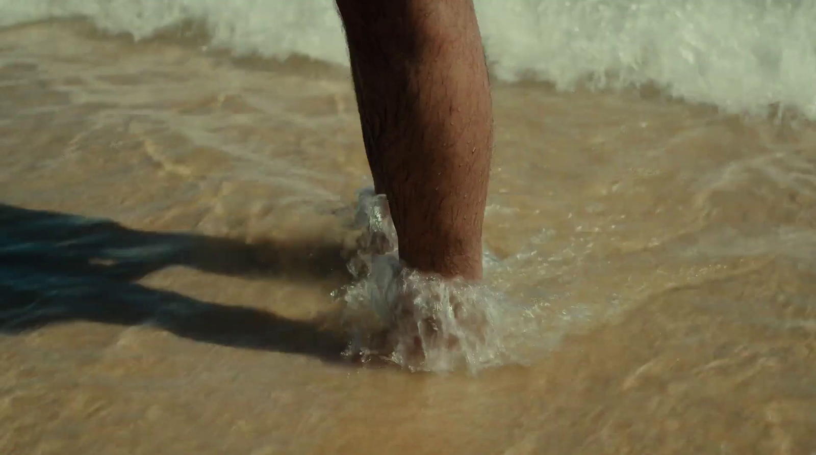 a person standing in the water at the beach