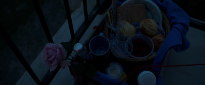 a basket of food sitting on top of a table