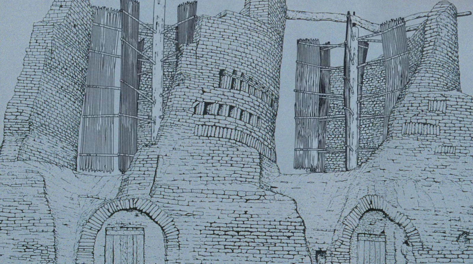 a drawing of a castle made out of bricks