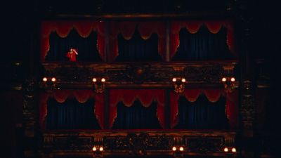 a view of a stage from the balcony of a theater