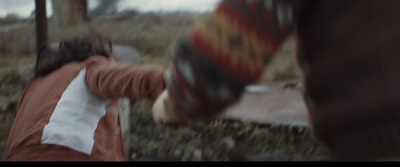 a blurry photo of a person walking in a field