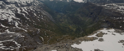 the view from the top of a mountain in norway