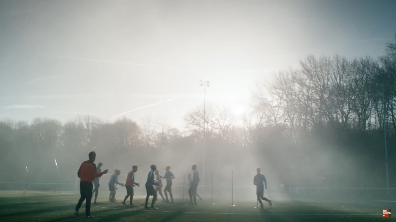 a group of people playing soccer on a field