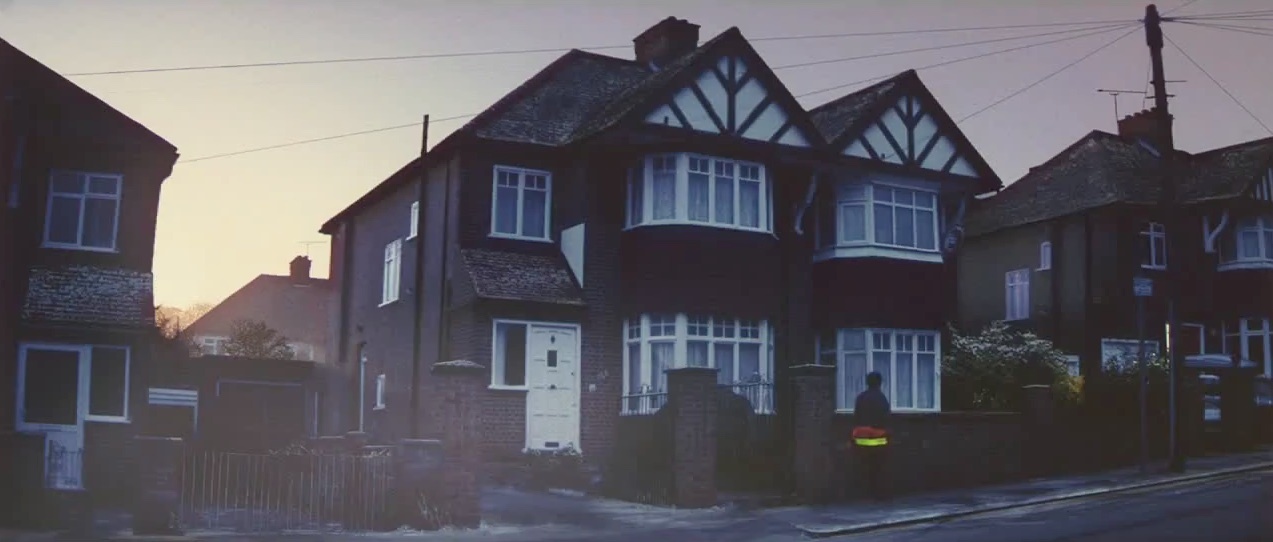 a row of houses sitting on the side of a road