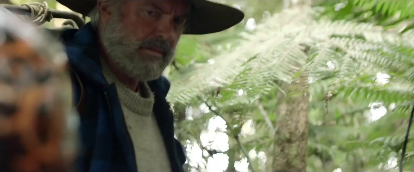 a man wearing a hat and jacket in a forest