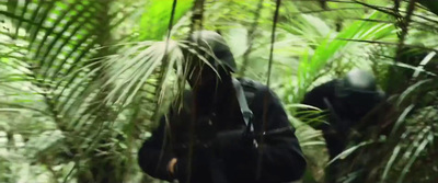 a blurry image of a man in the jungle