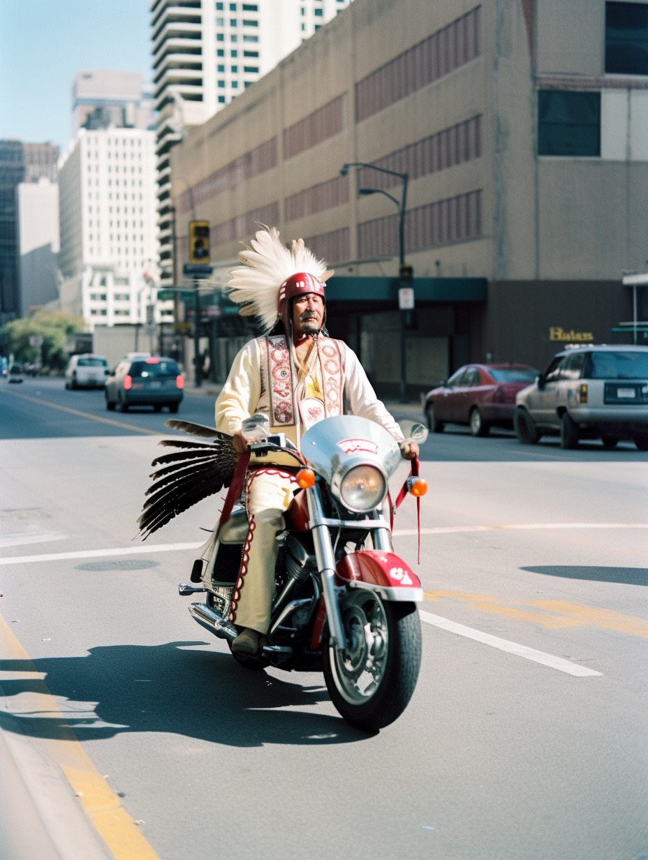 a man riding on the back of a motorcycle down a street