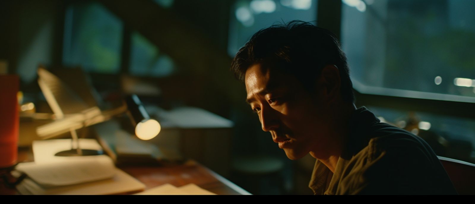 a man sitting at a desk in front of a computer