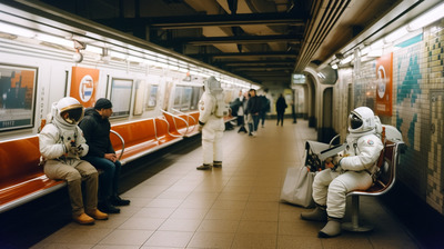 a group of people sitting on a bench next to a train