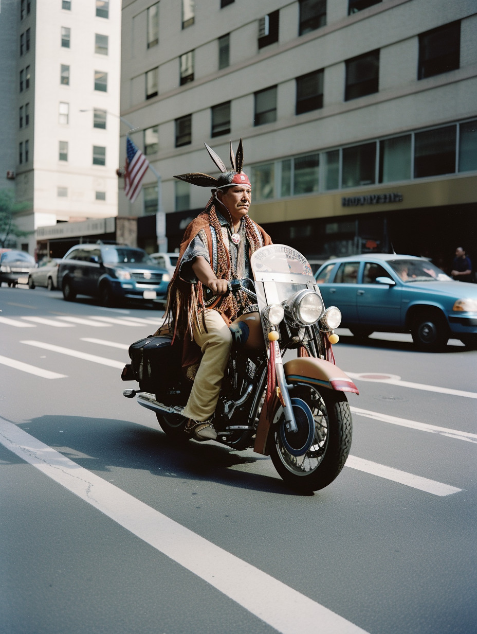 a man riding on the back of a motorcycle down a street