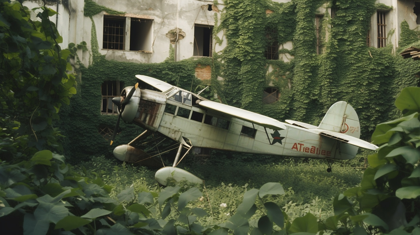 a plane that is sitting in the grass