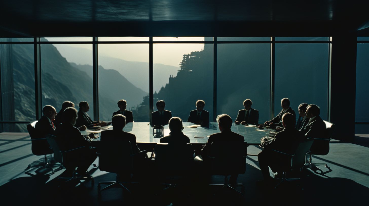 a group of people sitting around a conference table