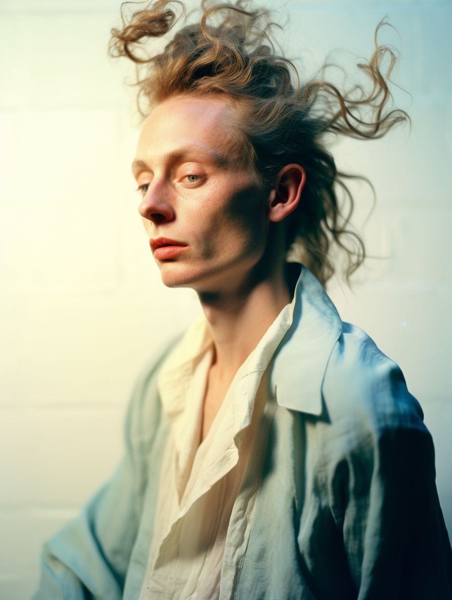 a woman with her hair blowing in the wind