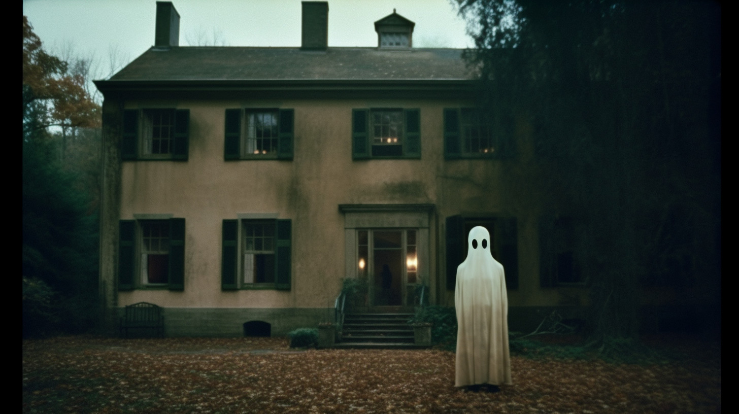 a ghost standing in front of a house