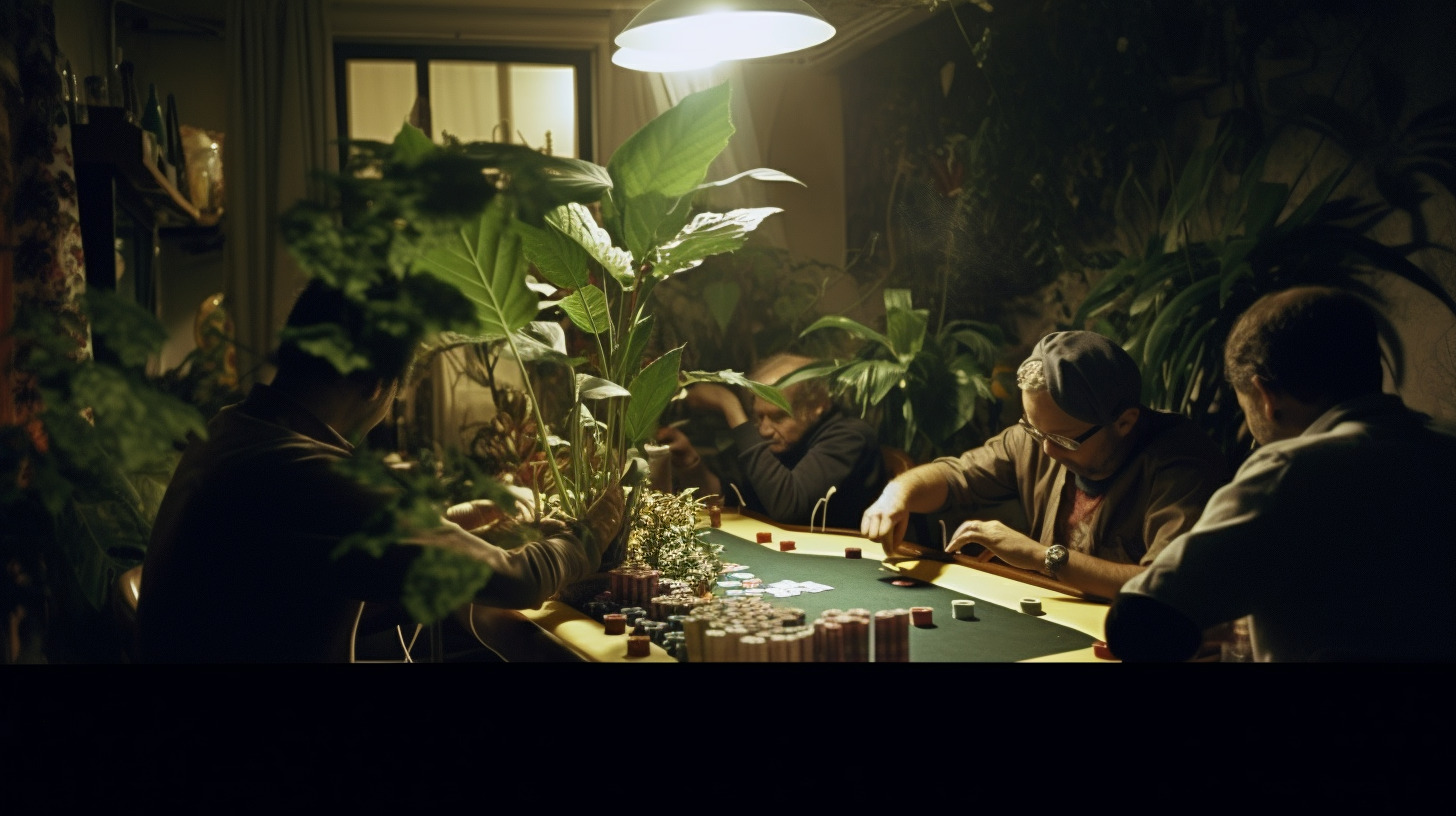 a group of people playing a game of poker