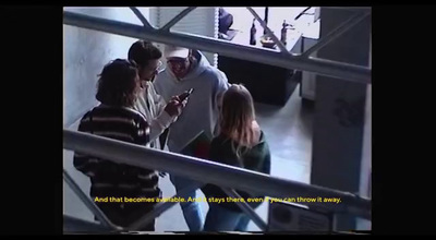 a group of people standing on top of a stair case