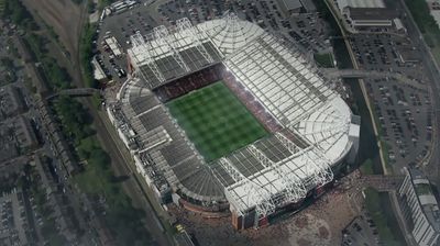 an aerial view of a soccer stadium in england