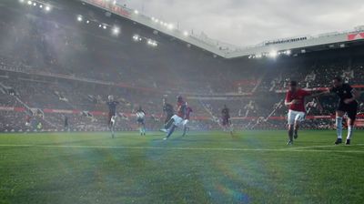 a group of people playing a game of soccer