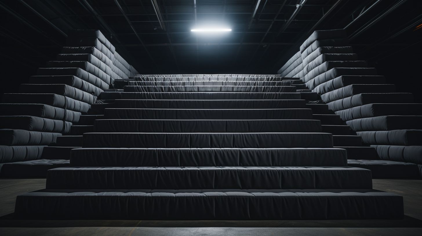 a set of stairs in a dark room