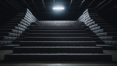 a set of stairs in a dark room