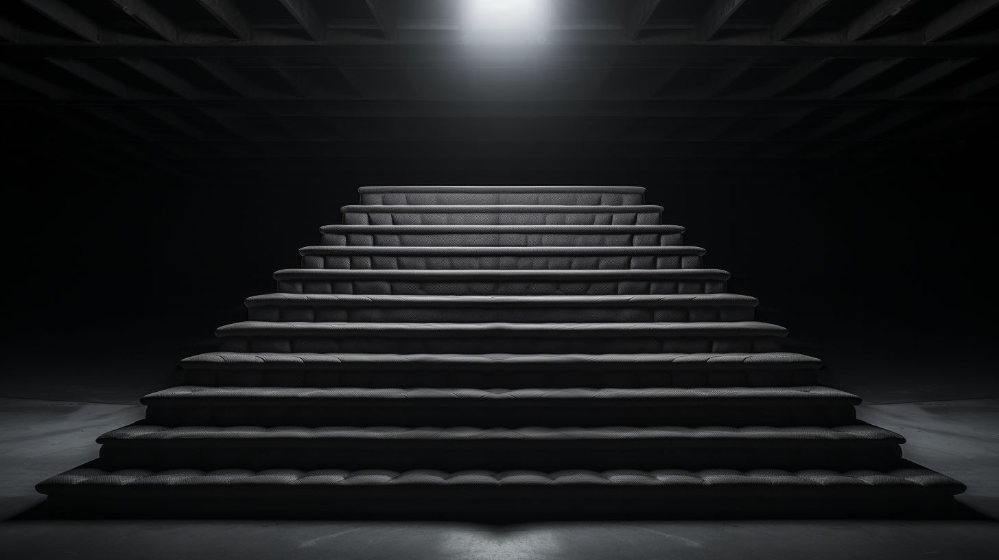 a set of stairs in a dark room