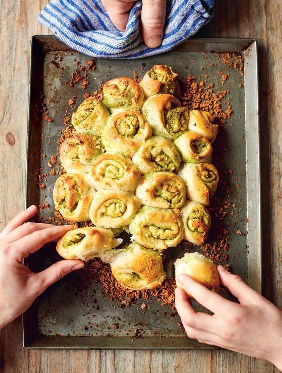 a tray of food that is on a table