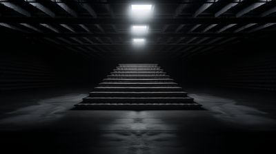 a set of stairs in a dark room