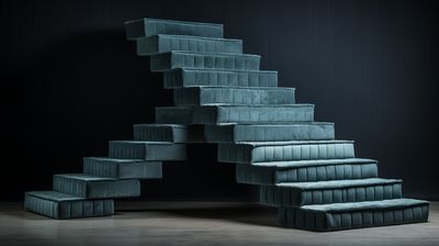 a set of stairs made out of blue velvet