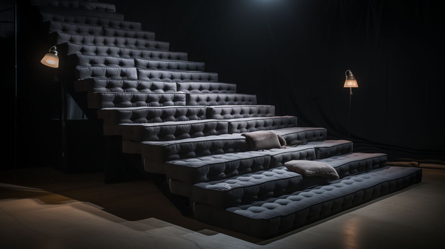 a set of stairs made of upholstered couches