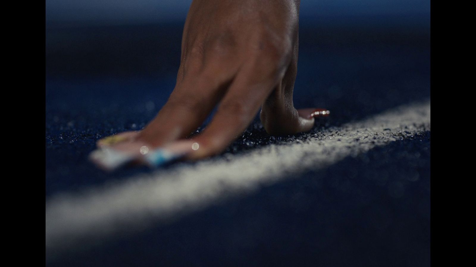 a close up of a person's foot on a runway