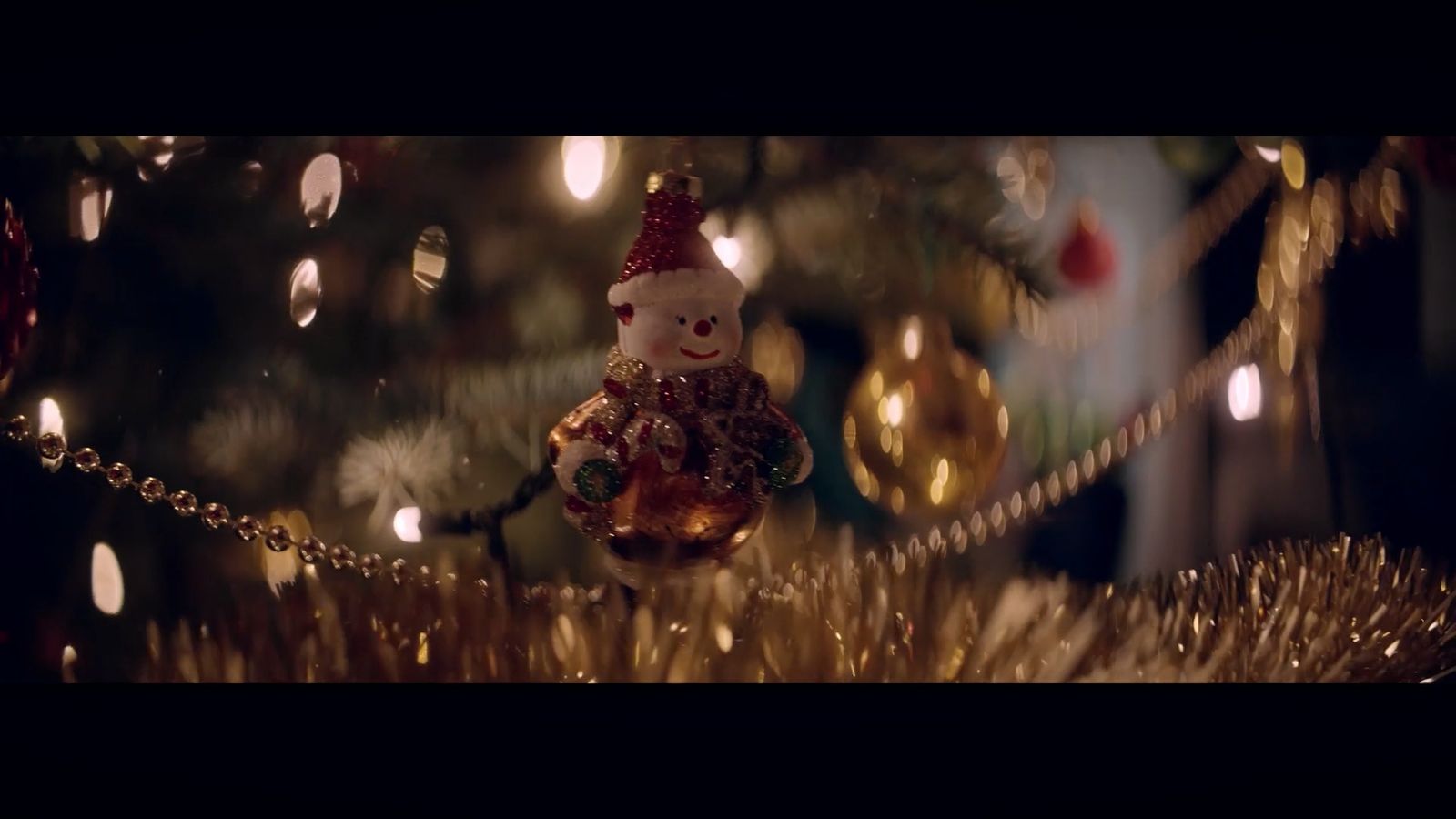 a christmas ornament hanging from a christmas tree