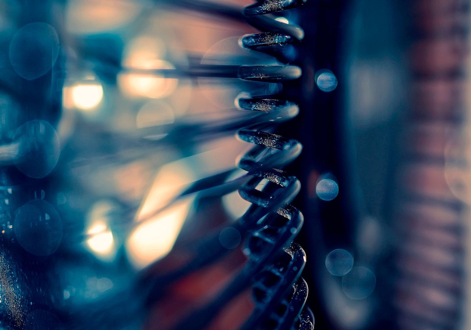 a close up of a metal object with a blurry background