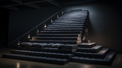 a set of stairs lit up with lights