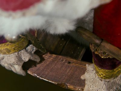 a close up of a santa clause hat