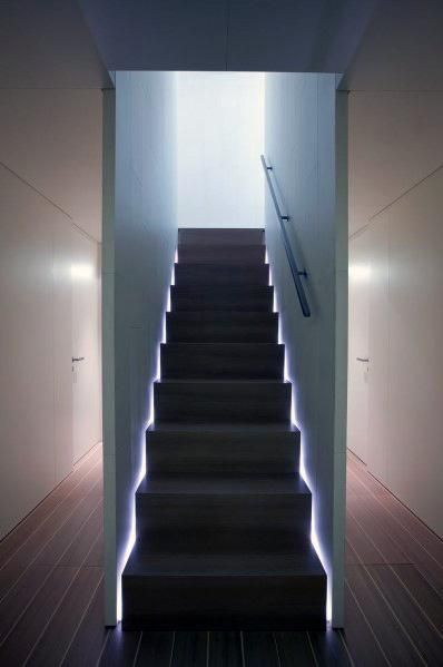 a set of stairs leading up to a hallway