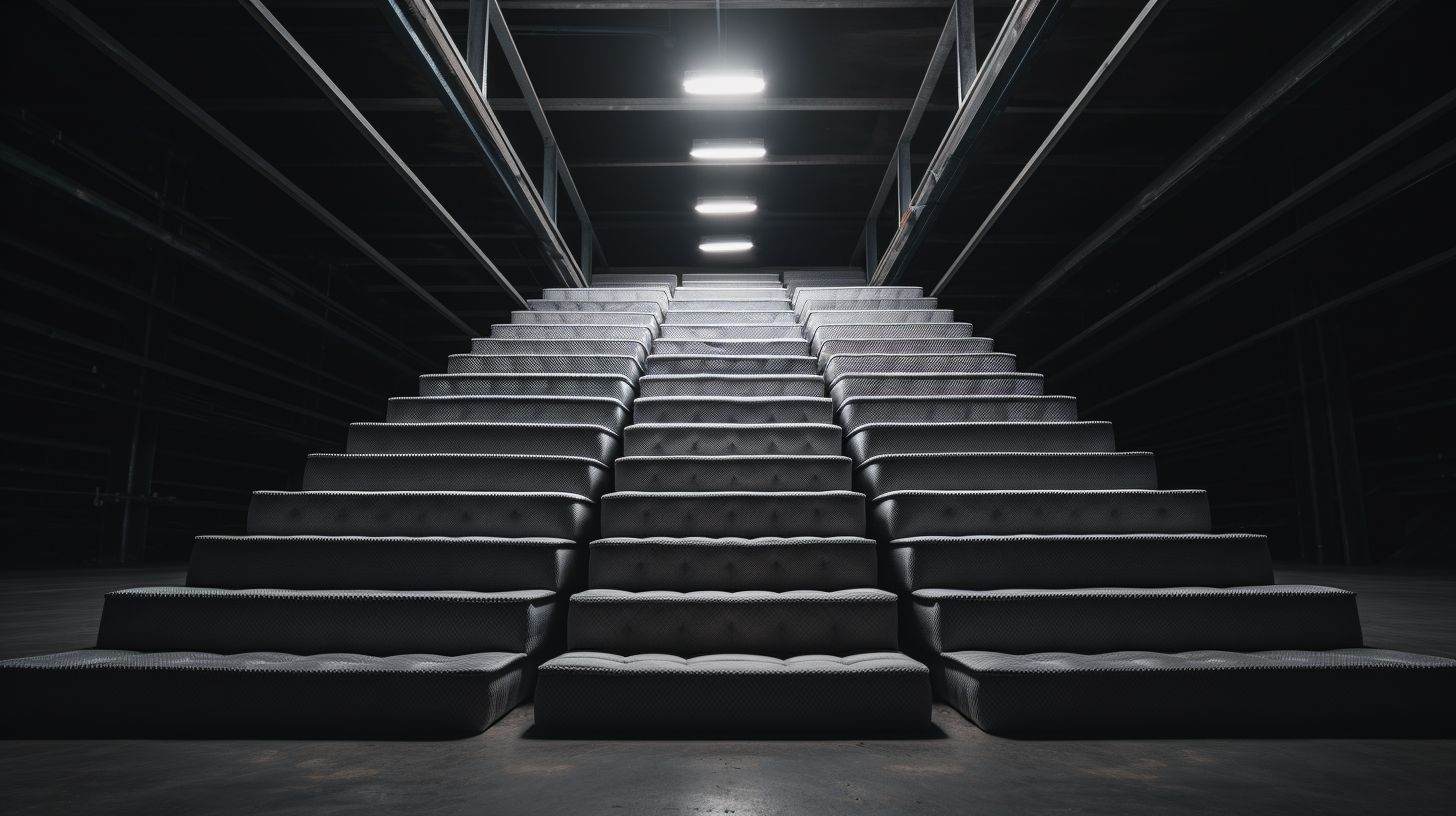 a row of empty seats in a dark room