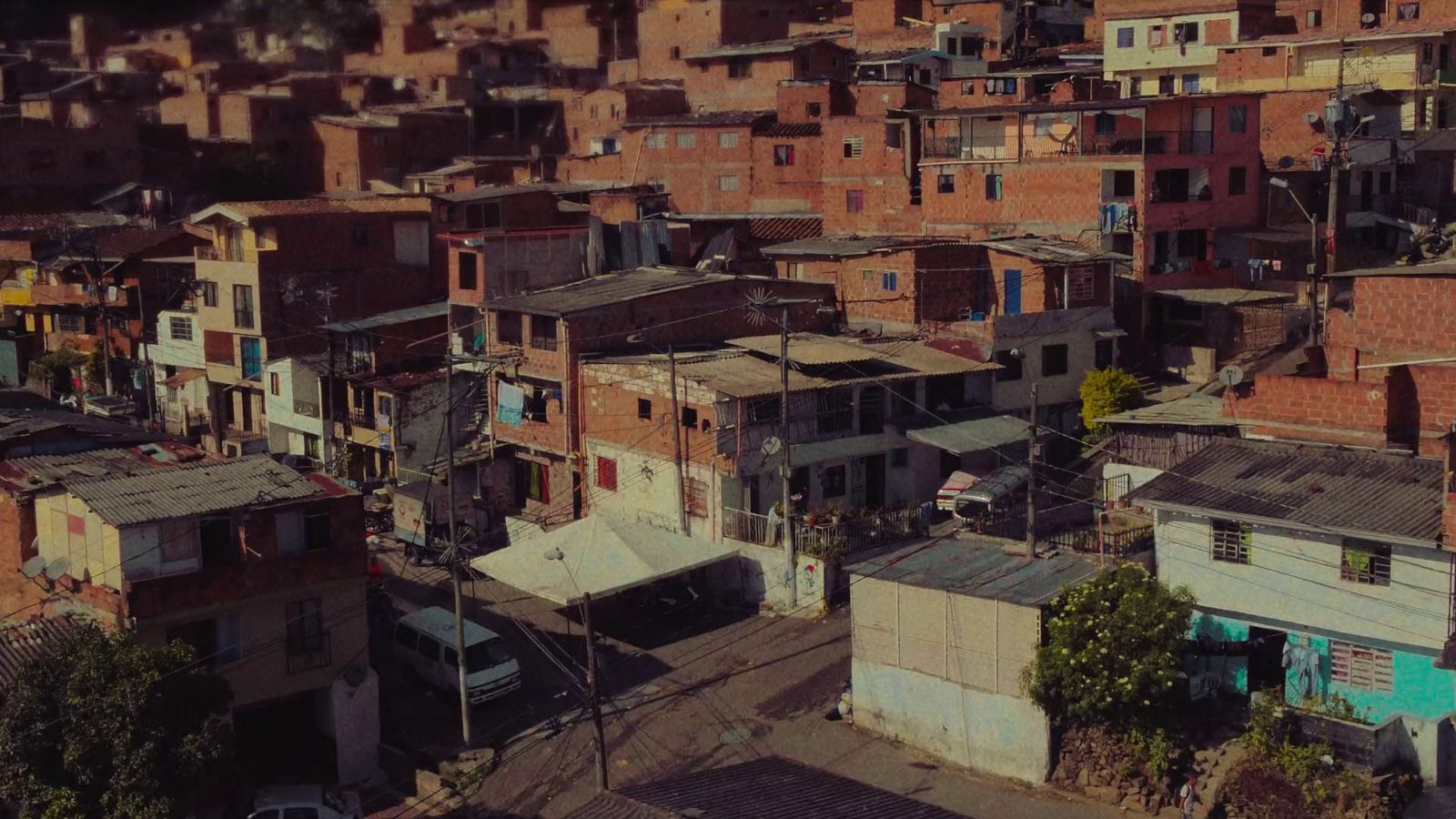 an aerial view of a city with lots of buildings