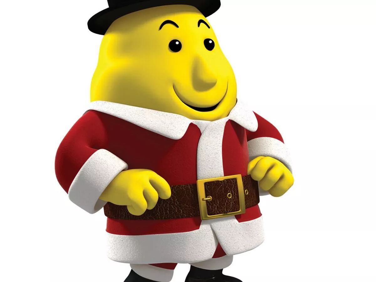 a cartoon character dressed as a santa clause