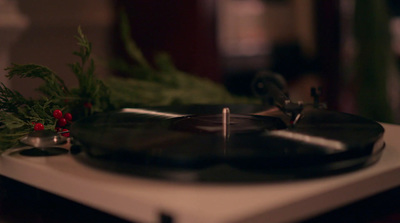 a record player sitting on top of a table